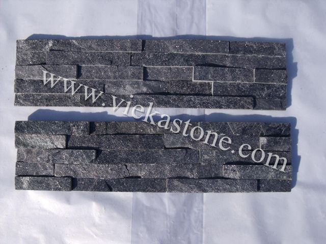 black quartzite nature culture stone  Stacked wall Panels