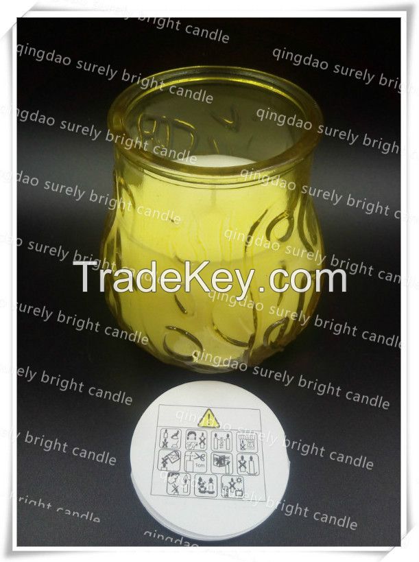wax candle in galss jar with lid