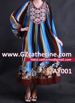 Floral Printed Chiffon Fashionable Plus Kaftan Dress