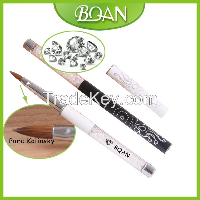 BQAN Crystal Rhinestone Metal Handle Art Design Pure Kolinsky Acrylic Brush by Asian Nail Supply