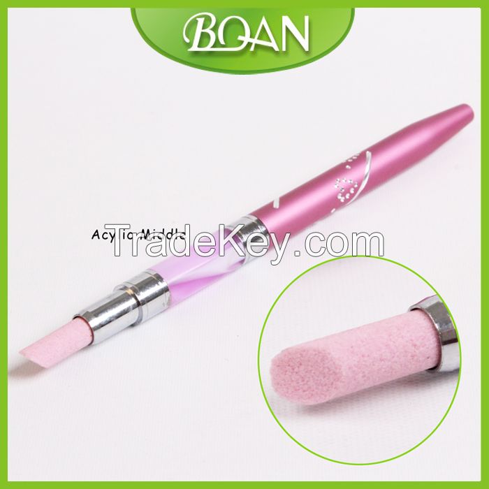 BQAN Pink Acrylic Metal Handle Art Sanding Nail Stone Pusher