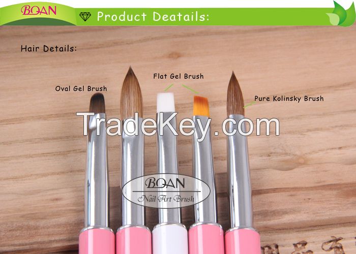 BQAN Pink Crystal Rhinestone Metal Handle 3D Nail Art Supplies for Nail Brushes Nail Art