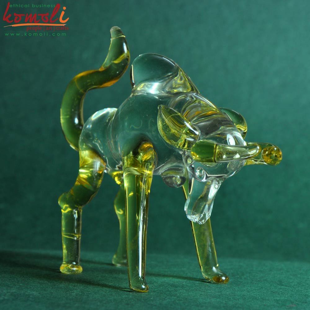 Rousing Bull Glass Sculpture