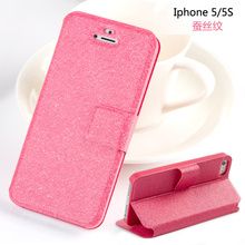 Feather-Silk Series Stand Wallet Flip Cover Case For Apple iPhone 5C/5S