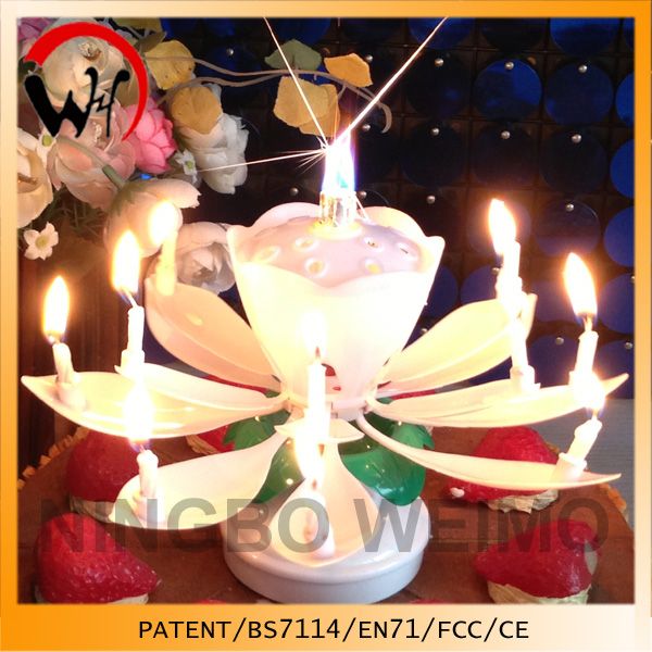 Lotus flower birthday music candle
