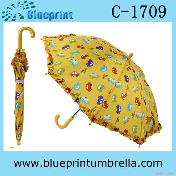 Auto Open Metal Shaft Bright Colored Childrens Umbrella