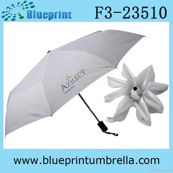 3 Foldoing Automatic White Bulk Umbrella