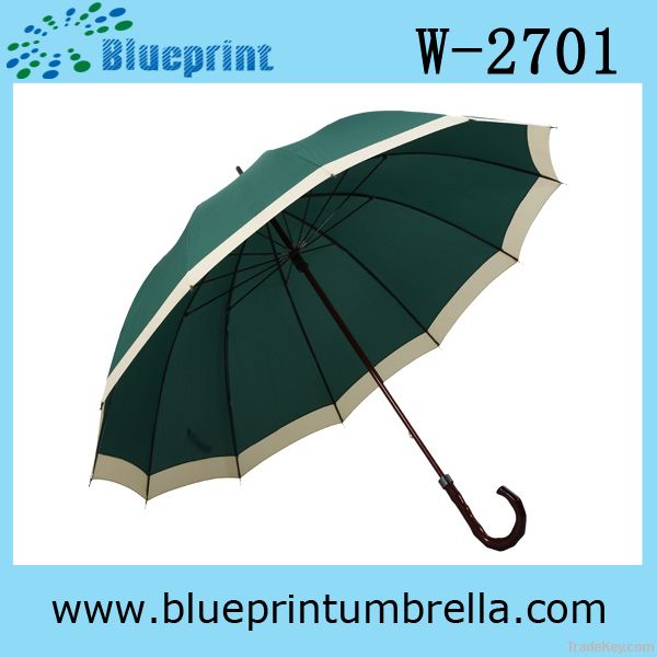 27'' Manual Open Wooden Shaft Quality Straight Golf Umbrella