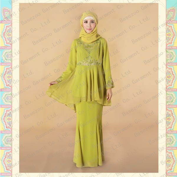 rhinestone chiffon muslim baju kurung MF19821  