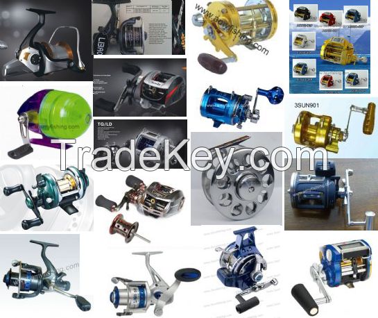 fishing reel, big game reel, trolling reel, spinning reel, baitcasting reel, spincasting reel, fly reel, jigging reel, saltwater reel, carp reel, automatically reels