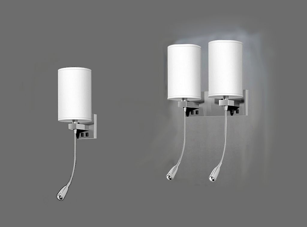 Bedside led wall lamp with power outlets and usb ports