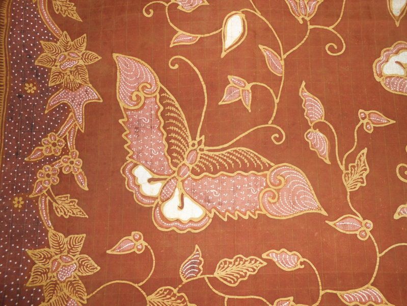 Natural Color/Dye Silk Batik - Butterfly & Flower Motif