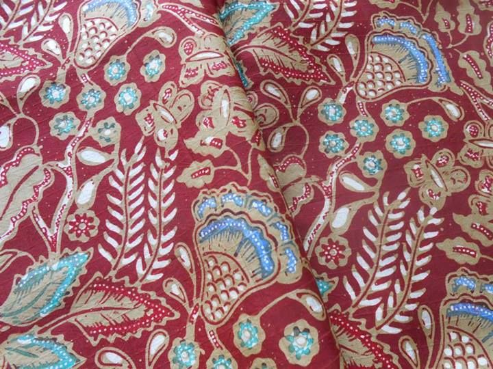 Natural Color/Dye Silk Batik - Little Butterfly & Flower Motif