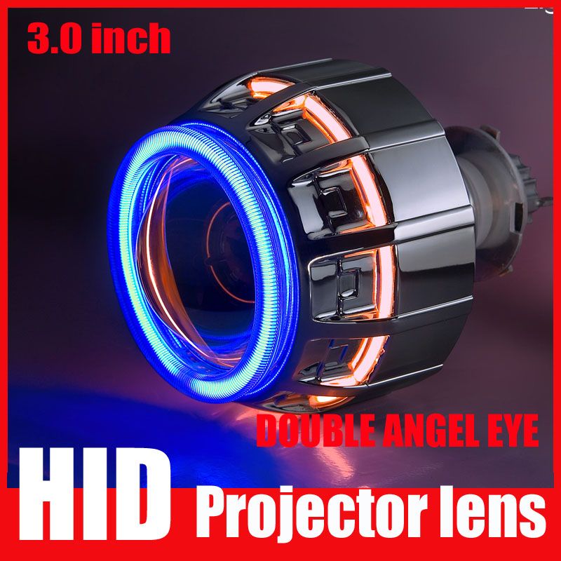 12A 3.0" inch HID Bixenon Projector Lens Double Angel Eyes CCFL H1 H7 H4 H13 HB3 HB4 9004 9007