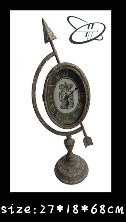 Antique rust metal clock &amp; mirror for home decor