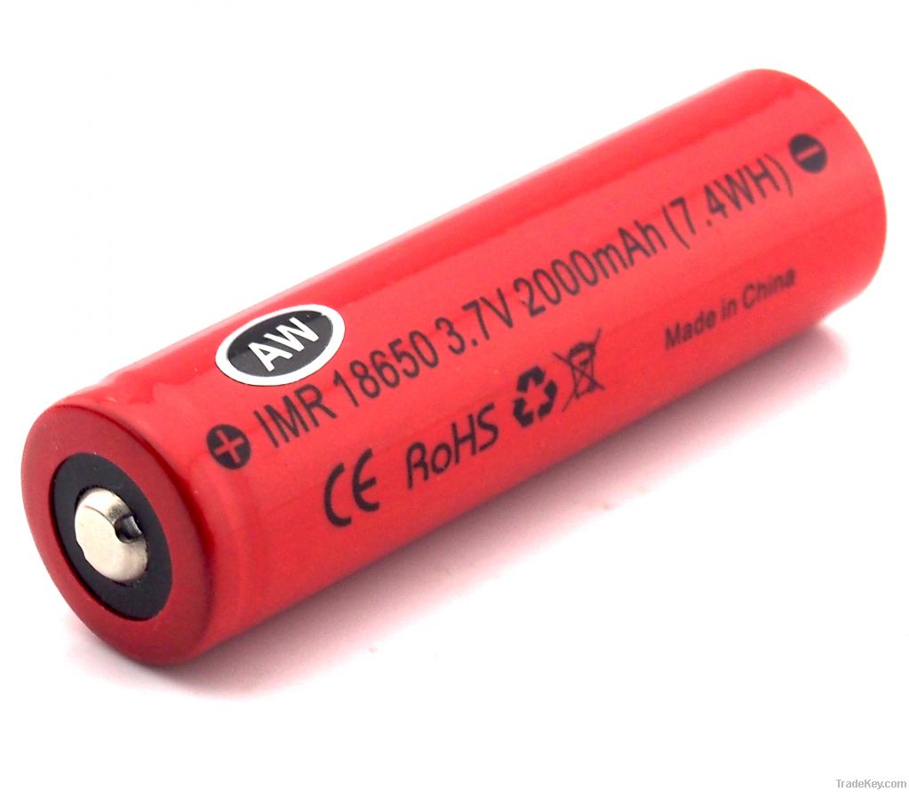 High Capacity 18650 2000mAh aw battery manufacturer