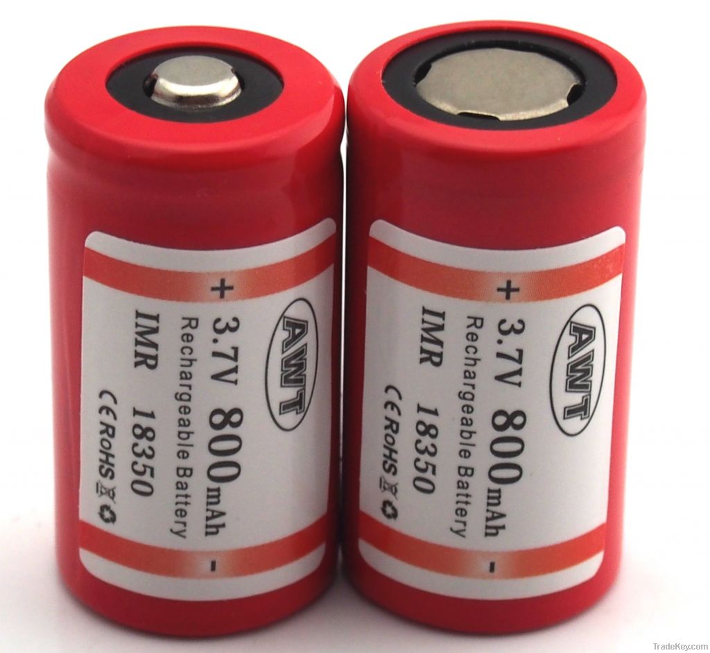 AWT IMR 18350 battery 3.7V 800mAh battery for ego-twist IMR 18350 l