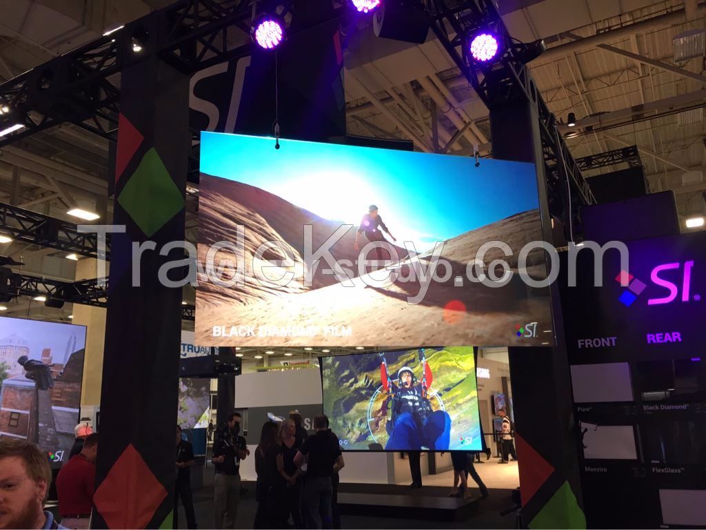 Rear projection film screens for shop windows by V-Studio