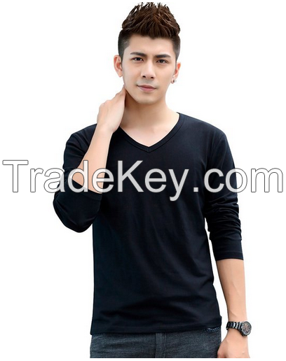 European fashional blank wholesale V-neck t shirt for men