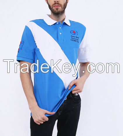2014 summer men blue and white printing sport polo shirts