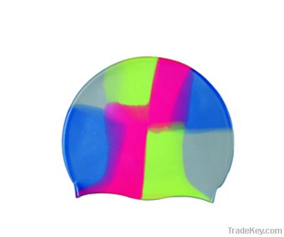 Beautiful multi colour silicone swimming caps