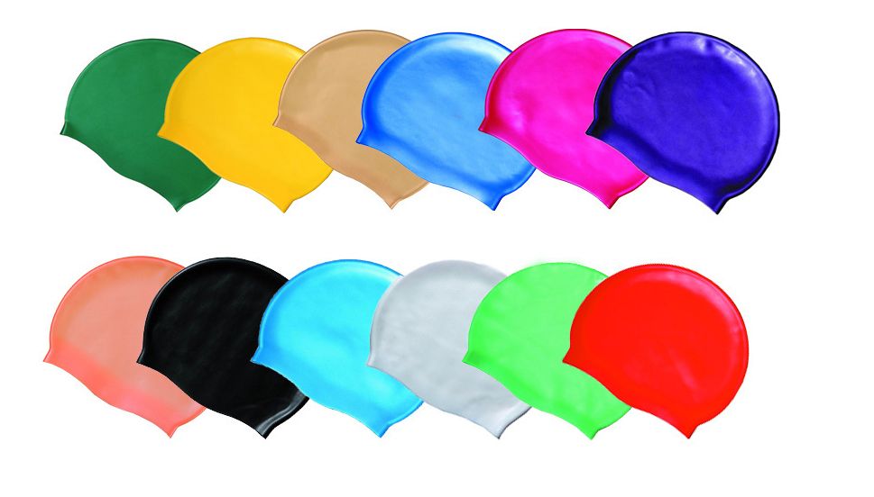 Beautiful multi colour silicone swimming caps