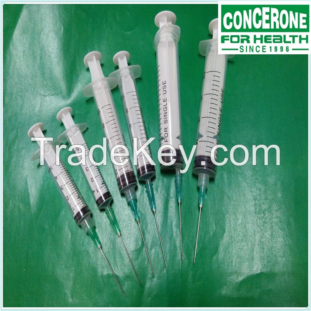 Disposable medical plastic syringe 30 ml with hypodermic needle for single use