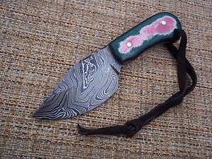 damascus hunting knife mini skinner with sheath