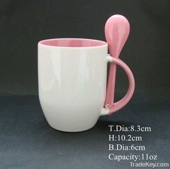 11oz Ceramic coffee mug with spoon