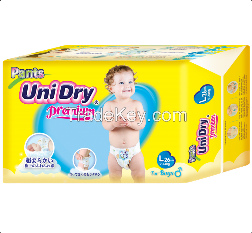 PREMIUM BABY PULL PANT UNIDRY, MAXIMUM ABSORBENCY, SUPER SOFT BACKSHEET COMPETITIVE PRICE MADE IN VIETNAM