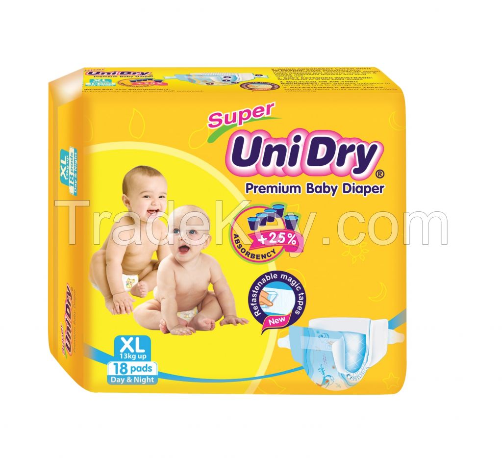 SUPER UNIDRY PREMIUM BABY DIAPERS, HIGH QUALITY GOOD PRICE MADE IN VIETNAM