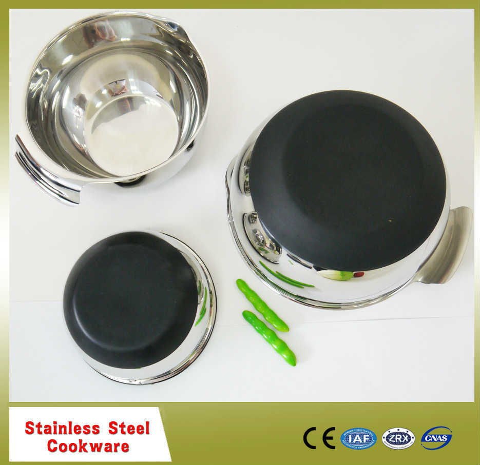 Stainless steel cookware bowls with rubber bottom