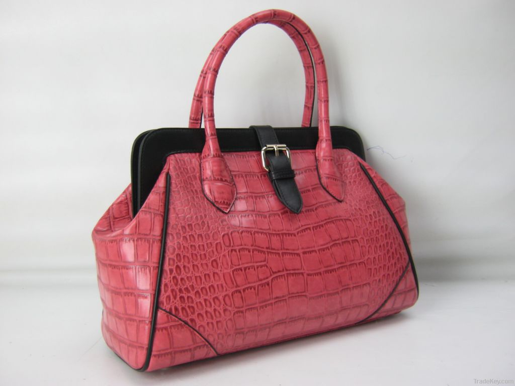 Croco PU leather satchel handbag