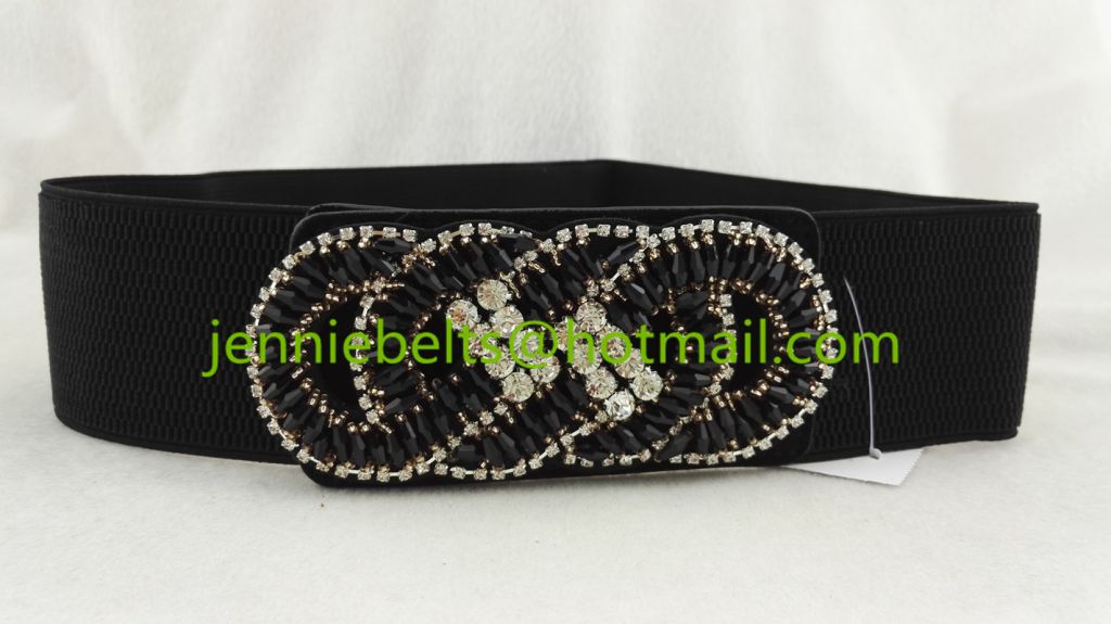 2015 Fashion Rhinestone Handmade Flower Elastic Belt For Women