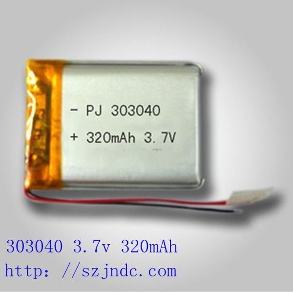 303040 3.7v Rechargeable lithium polymer battery with 320mAh 