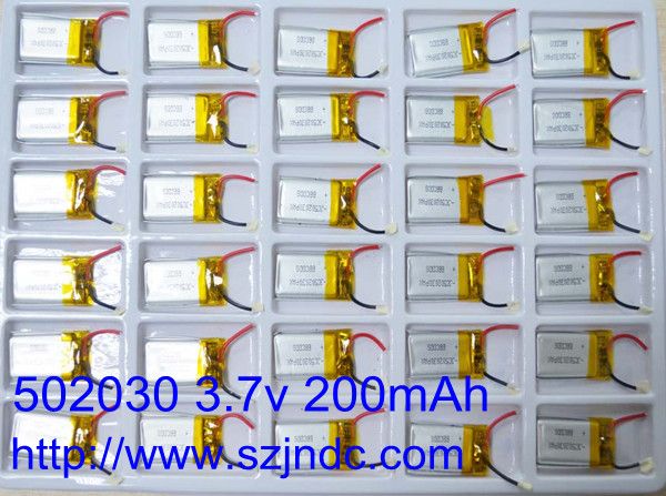 3.7v 200mAh Rechargeable Lipo battery 502030 