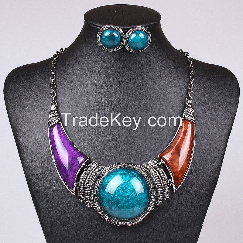 Colored resin necklace Round necklace crescent Necklace