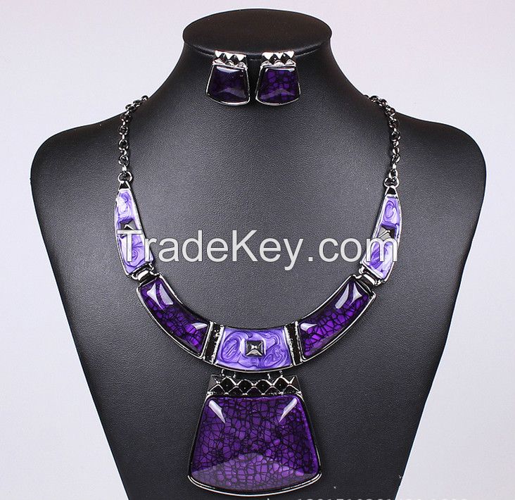 Red rectangle necklace jewelry wholesale necklace European MD-1411