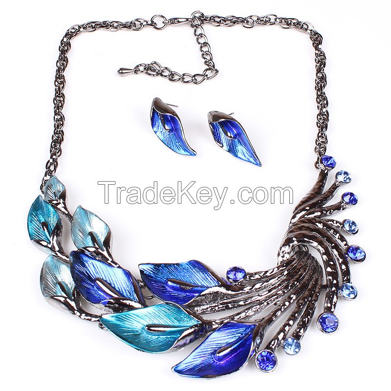 Vintage  necklace leaves short chain sweater  MD-1413