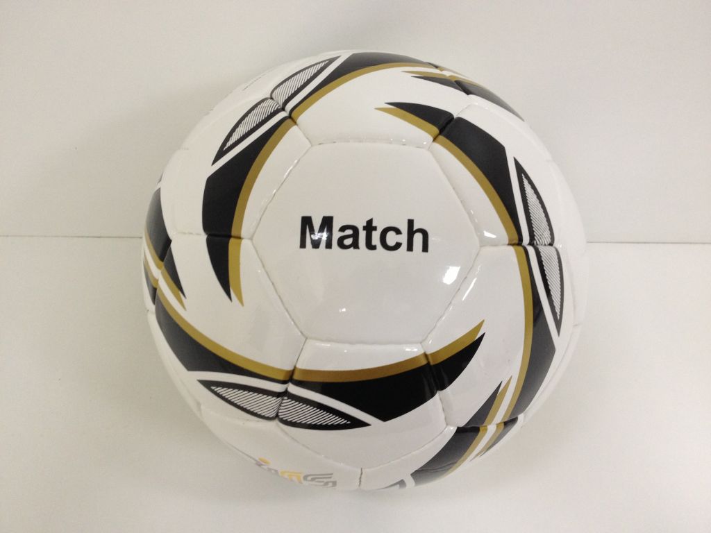 JAS Match Football/ Soccer Ball (Black/ Brown Stripes)