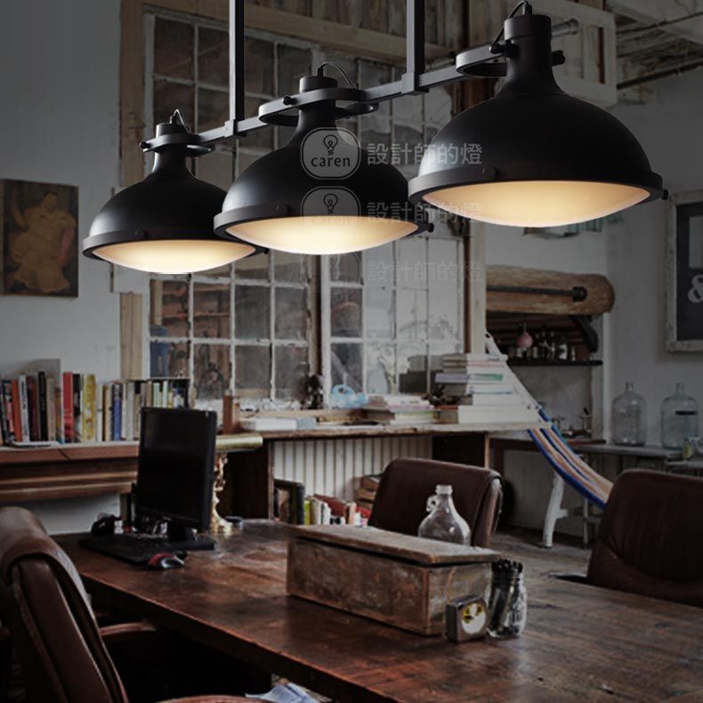 Hot Sales RH Loft Vintage American Style 3 Heads Black Pendant Lamp