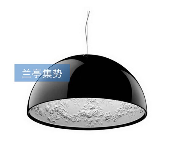 AISC Hot Sale Cheap Round Shape Black or White Color Modern Brief Living Room Pendant Lamp