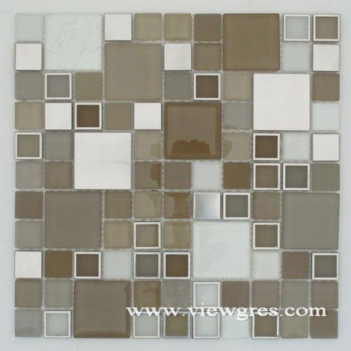 brown color kitchen backsplash glass mosaic wall tile 