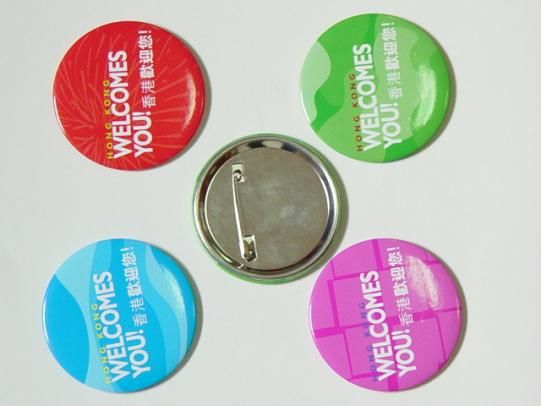 Promotional Tin Button Badge with safety pin 