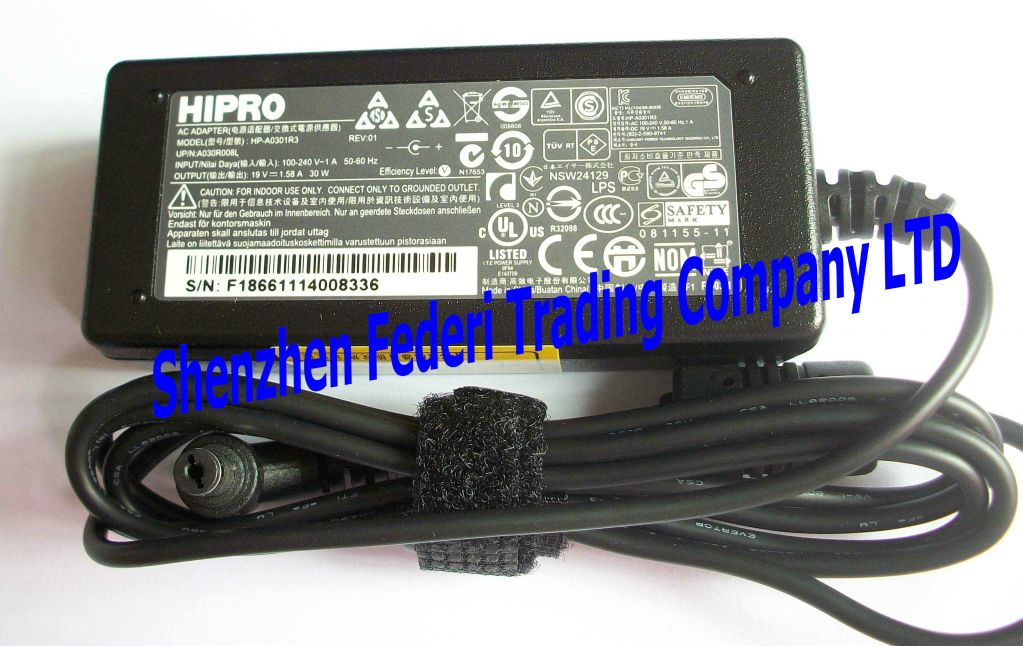 Original New Laptop AC Adapter Hipro 19V 1.58A 5.5*1.7MM  HP-A0301R3