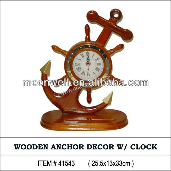 Wooden Anchor organizer desk clock, Desktop clock, Office decoration, Business Gifts, Souvenir, Handicrafts, Decor, Nautical clock