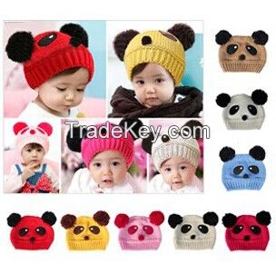 fashion winter hat, kids hat, knit panda hat