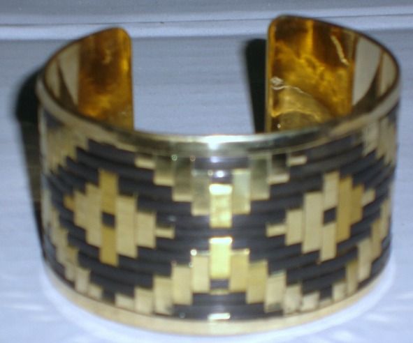 Brass Bangle Weaving of mat with finish two colour