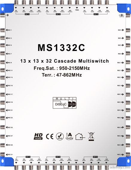 13*13*32 Cascade satellite multiswitch with DiSEqC 2.0