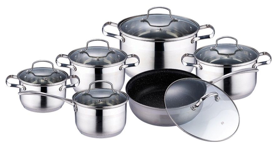 12 pcs Deluxe Cookware set with 9 layers bottom